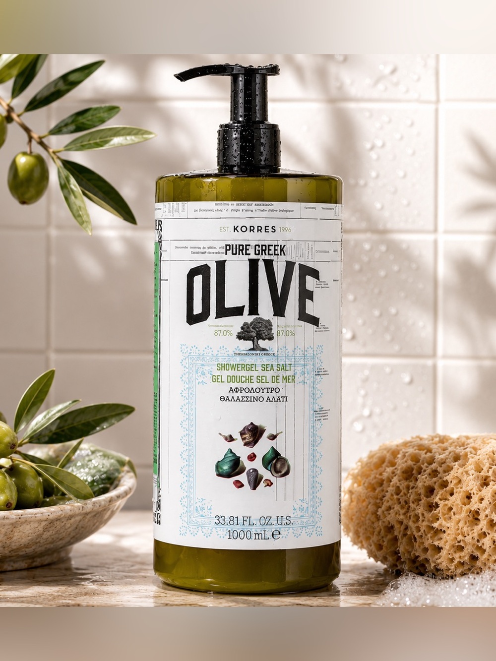 Korres Olive Oil & Sea Salt Shower Gel - 1 Liter - NEW 🕊️